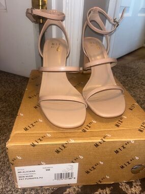 Mix No. 6 Nude Strappy Ankle Strap Heels